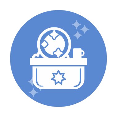 Yıkama, bulaşık yıkama simgesi, vektör illüstrasyonu 