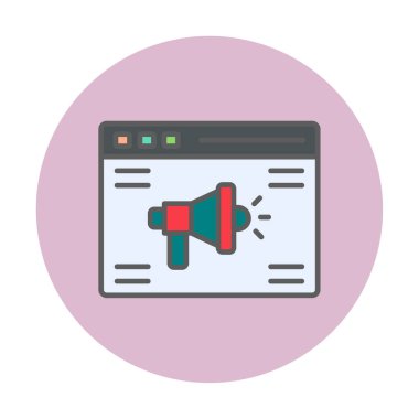 Çevrimiçi Reklam simgesi, vektör illüstrasyonu        