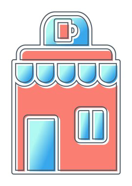 Kafe binası simgesi, vektör illüstrasyonu basit tasarım