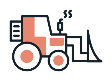 Buldozer simgesi vektör logosu illüstrasyonu