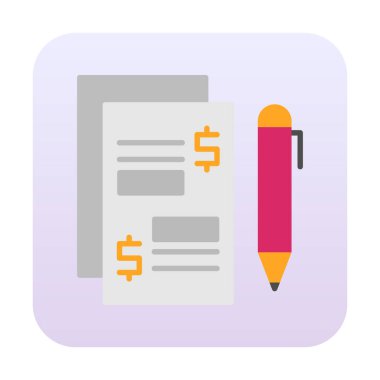 Kalem ikonlu kağıt. Ödenmiş Makaleler konsepti, vektör illüstrasyonu