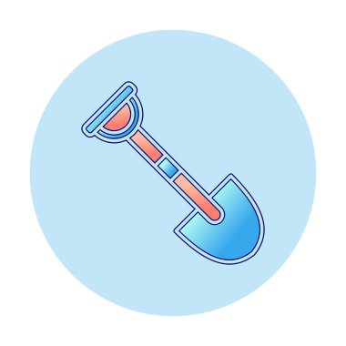 Bahçe küreği ikonu. Kürek karikatür simgesinin vektör çizimi                 