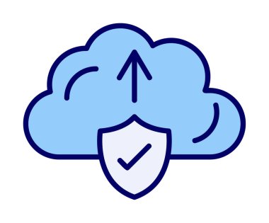 Vektör simgesi yükle, bulut depolama sembolü. Web sitesi veya mobil uygulama için modern, basit düz vektör çizimi