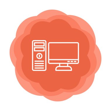 masaüstü bilgisayar simgesi tasarımı, düz işaret, vektör ve illüstrasyon