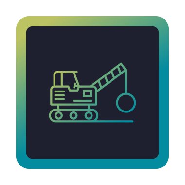 Binanın yıkımı için inşaat aracı. düz vektör illüstrasyonu