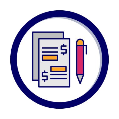 Kalem ikonlu kağıt. Ödenmiş Makaleler konsepti, vektör illüstrasyonu