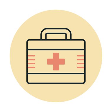 İlk yardım çantası simgesi. Acil durumlar için tıbbi ekipman