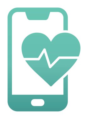 Akıllı telefon ekranında kalp atış hızı sembolü, satır biçimi simgesi, vektör tasarımı 