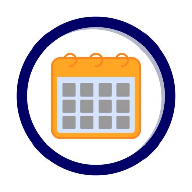 Takvim düzlüğü simgesi, vektör illüstrasyonu 