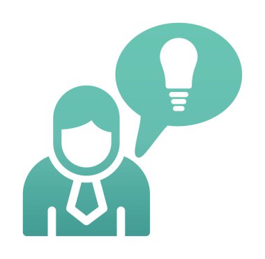 Fikri olan iş adamı, ampul ikonu vektör illüstrasyonu