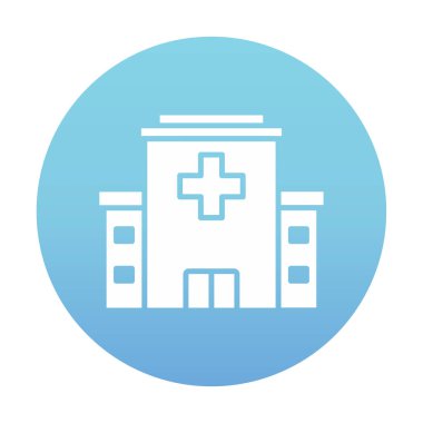 Hastane binası düz biçim simgesi, vektör illüstrasyonu