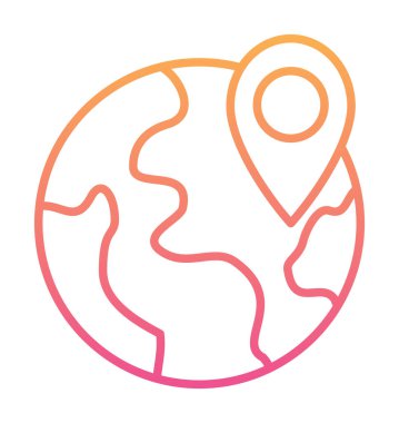 Basit Globe Konum simgesi, vektör illüstrasyonu