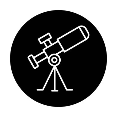 Teleskop düz simgesi. Eğitim ve astronomi elementi, dürbün ve araştırma yıldızları vektör grafikleri