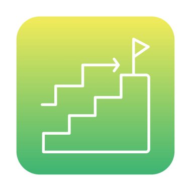 Hedef başarı vektör simgesi. Merdivenler ve bayrak illüstrasyon sembolü.  