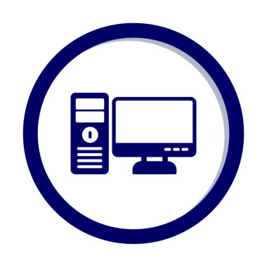 masaüstü bilgisayar simgesi tasarımı, düz işaret, vektör ve illüstrasyon