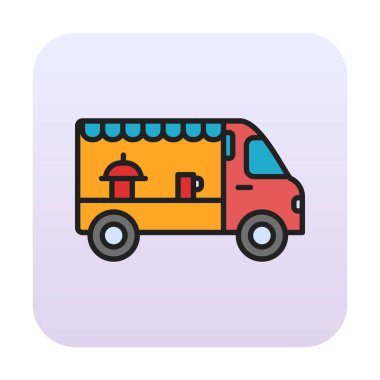 Beyaz arkaplanda yiyecek kamyonu vektör çizimi