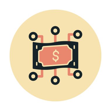 Dolar işareti, vektör illüstrasyonlu dijital para simgesi 