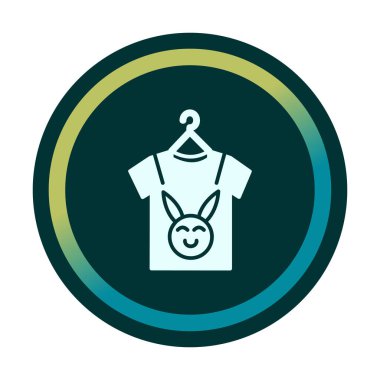 Bebek kıyafetleri ikonu, vektör çizimi. Şirin tavşan resimli tişört 