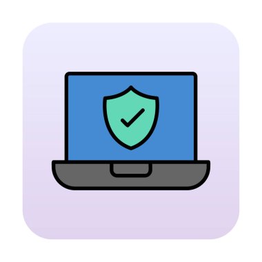 Güvenli dizüstü bilgisayar ikonu vektör çizimi