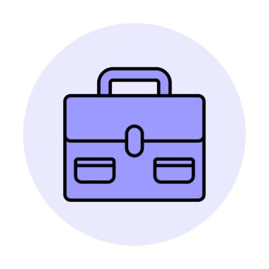 Evrak çantası vektör düz simgesi. İş durumu simgesi, bavul emojisi, vektör illüstrasyonu