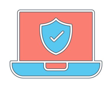 Güvenli dizüstü bilgisayar ikonu vektör çizimi