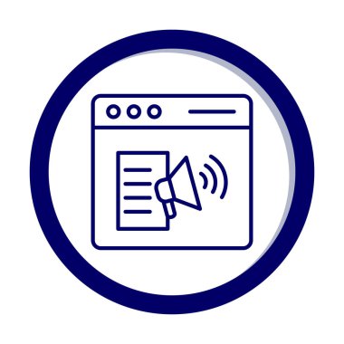 Webpage Çevrimiçi Pazarlama. Contour sembolü. Vektör izole çizimi.