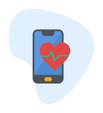 Akıllı telefon ekranında kalp atış hızı sembolü, satır biçimi simgesi, vektör tasarımı 