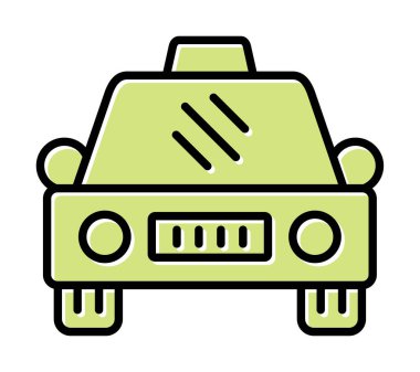 Basit taksi arabası simgesi, vektör illüstrasyonu