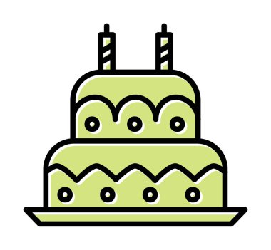 Mumlu doğum günü pastası. Web simgesi vektör illüstrasyonu