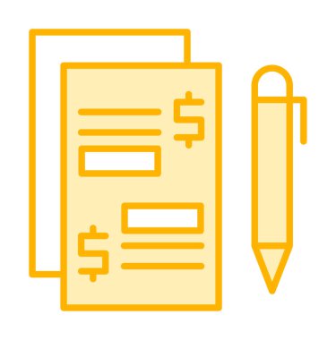 Kalem ikonlu kağıt. Ödenmiş Makaleler konsepti, vektör illüstrasyonu