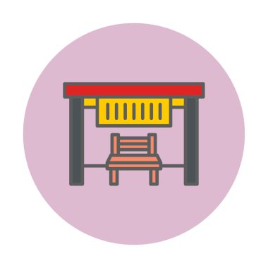 Otobüs Durağı Web simgesi vektör illüstrasyonu