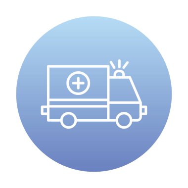 Basit renklerde ambulans arabası vektör simgesi. Yandan görüntüle