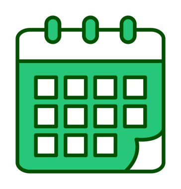 Takvim düzlüğü simgesi, vektör illüstrasyonu 