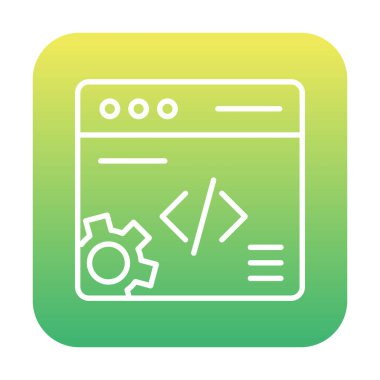 Düz biçimde web geliştirme simgesi. yazılım ve web sitesi sembolleri                           