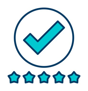 işaretleme işareti ve beş yıldız simgesi, vektör illüstrasyonu