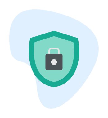 asma kilit simgesi ve vektör illüstrasyonlu kalkan