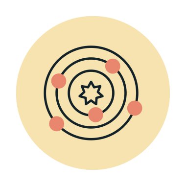 Güneş sistemi simgesi, vektör illüstrasyonu basit tasarım