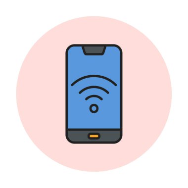 Akıllı telefon kablosuz interneti. Web simgesi basit illüstrasyon