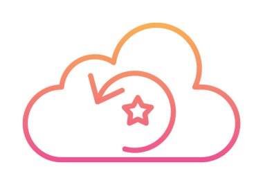 Yıldızlı bulut ve oku yeniden yükle. vektör illüstrasyonu 