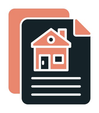 Kağıtların ve ev simgesinin vektör çizimi. İnşaat Sözleşmesi                         