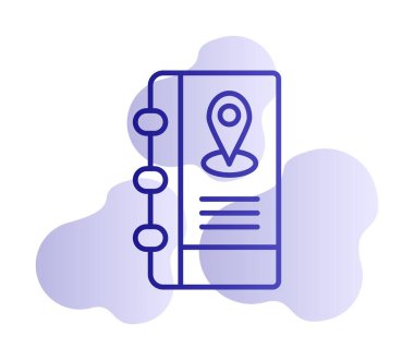 Soyut arkaplan vektöründe adres defteri simgesi izole edildi