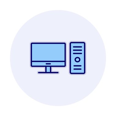 masaüstü bilgisayar simgesi tasarımı, düz işaret, vektör ve illüstrasyon