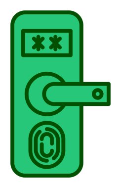 Parmak izi Kapı Koruma Simgesi Vektör İllüstrasyonu