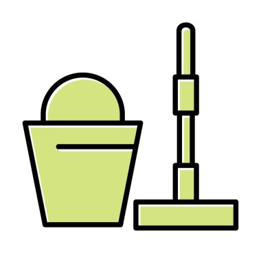 kova ve paspas simgeleri vektör illüstrasyonuName