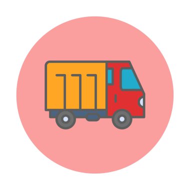 Web ve mobil uygulama tasarımınız için kamyon simgesi vektörü, kargo kamyonu logosu konsepti