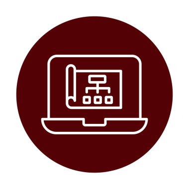 Dizüstü bilgisayar ekranındaki proje web simgesi, vektör illüstrasyonu