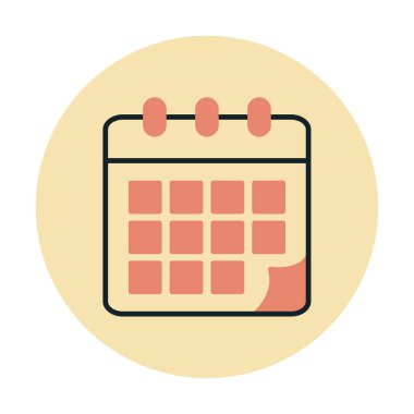 Takvim düzlüğü simgesi, vektör illüstrasyonu 