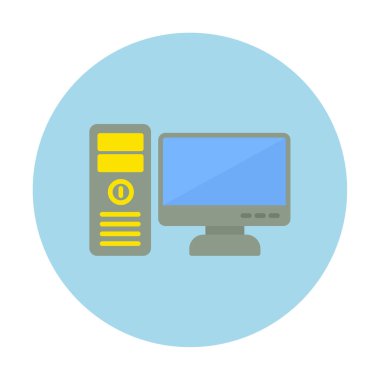 masaüstü bilgisayar simgesi tasarımı, düz işaret, vektör ve illüstrasyon