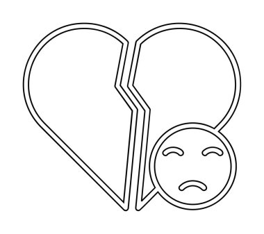 Broken Heart and sad icon  illustration clipart