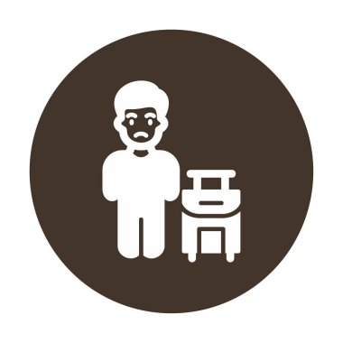 Valizli üzgün adamın vektör çizimi, mülteci